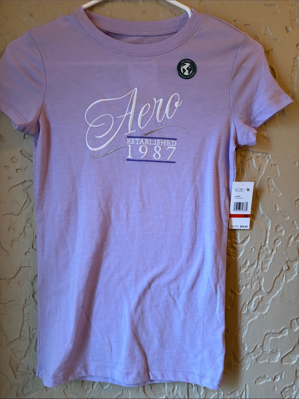 Aeropostale Lavender Short Sleeve Crewneck Tee with Script Logo